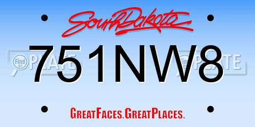 751NW8 South Dakota License Plate