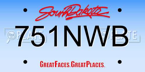 751NWB South Dakota License Plate