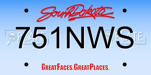 751NWS South Dakota License Plate