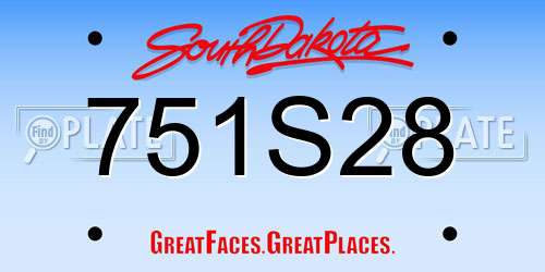 751S28 South Dakota License Plate