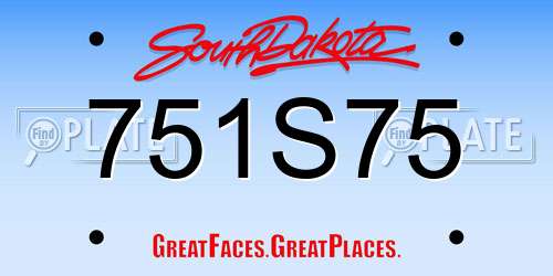 751S75 South Dakota License Plate