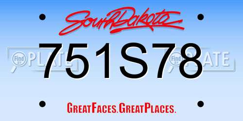 751S78 South Dakota License Plate