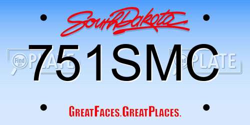 751SMC South Dakota License Plate