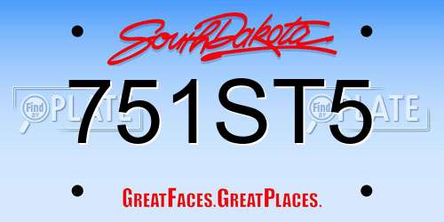 751ST5 South Dakota License Plate