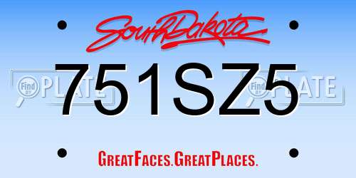 751SZ5 South Dakota License Plate