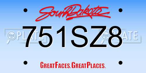 751SZ8 South Dakota License Plate
