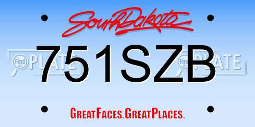 751SZB South Dakota License Plate