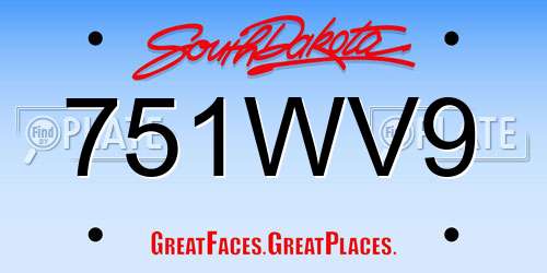 751WV9 South Dakota License Plate