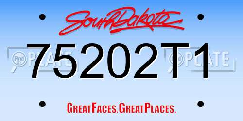 75202T1 South Dakota License Plate