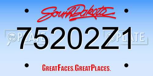 75202Z1 South Dakota License Plate