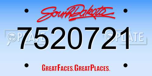 7520721 South Dakota License Plate