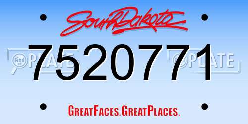 7520771 South Dakota License Plate