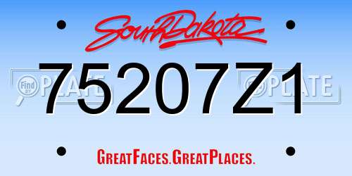 75207Z1 South Dakota License Plate