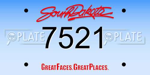 7521 South Dakota License Plate