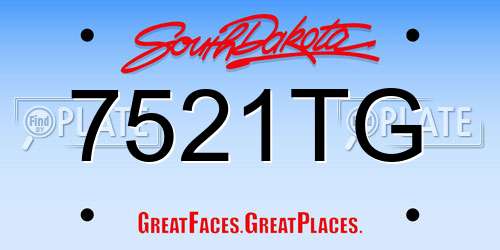 7521TG South Dakota License Plate