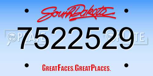 7522529 South Dakota License Plate