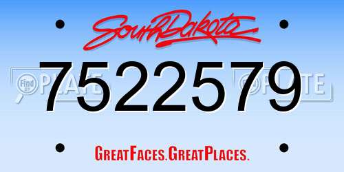 7522579 South Dakota License Plate