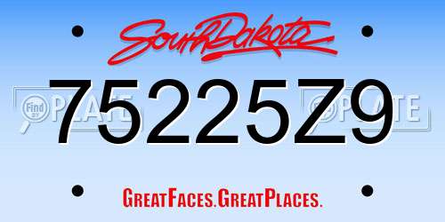 75225Z9 South Dakota License Plate