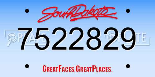 7522829 South Dakota License Plate
