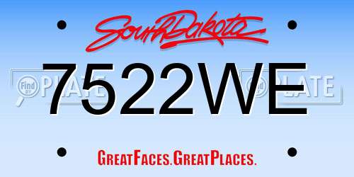 7522WE South Dakota License Plate