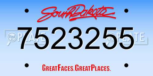 7523255 South Dakota License Plate