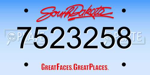 7523258 South Dakota License Plate