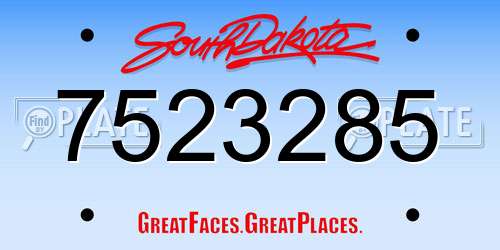 7523285 South Dakota License Plate