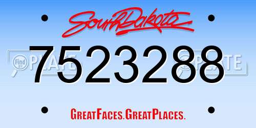 7523288 South Dakota License Plate