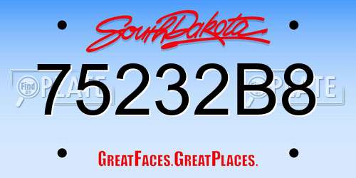 75232B8 South Dakota License Plate