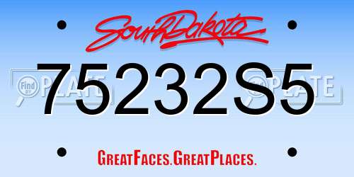 75232S5 South Dakota License Plate