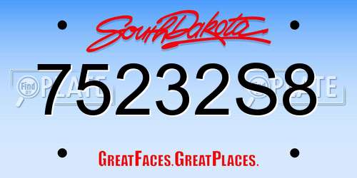 75232S8 South Dakota License Plate