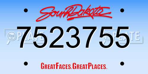 7523755 South Dakota License Plate