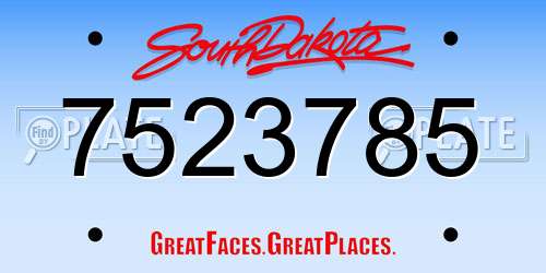 7523785 South Dakota License Plate