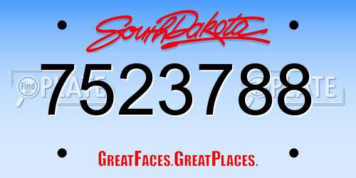 7523788 South Dakota License Plate