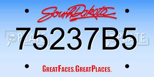 75237B5 South Dakota License Plate