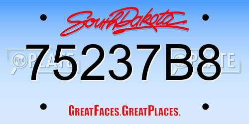 75237B8 South Dakota License Plate