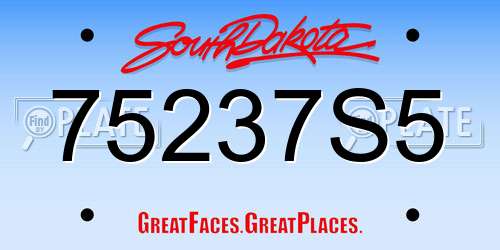 75237S5 South Dakota License Plate