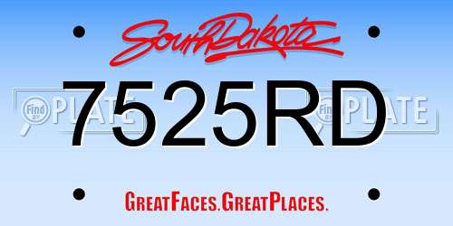 7525RD South Dakota License Plate