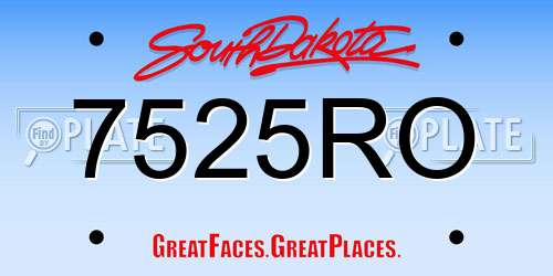 7525RO South Dakota License Plate
