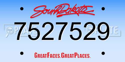 7527529 South Dakota License Plate