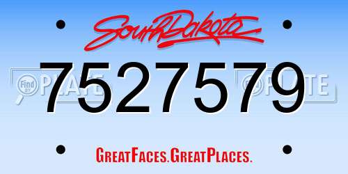 7527579 South Dakota License Plate