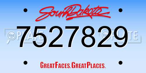7527829 South Dakota License Plate