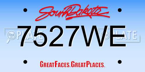 7527WE South Dakota License Plate