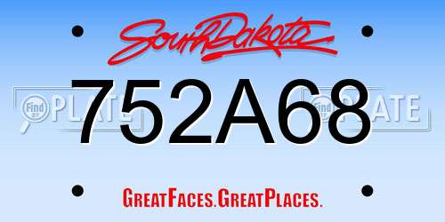 752A68 South Dakota License Plate