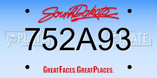 752A93 South Dakota License Plate