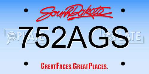 752AGS South Dakota License Plate