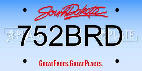 752BRD South Dakota License Plate