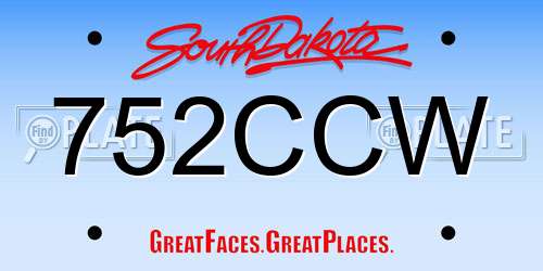 752CCW South Dakota License Plate
