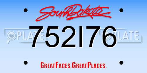 752I76 South Dakota License Plate