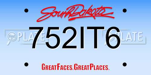 752IT6 South Dakota License Plate